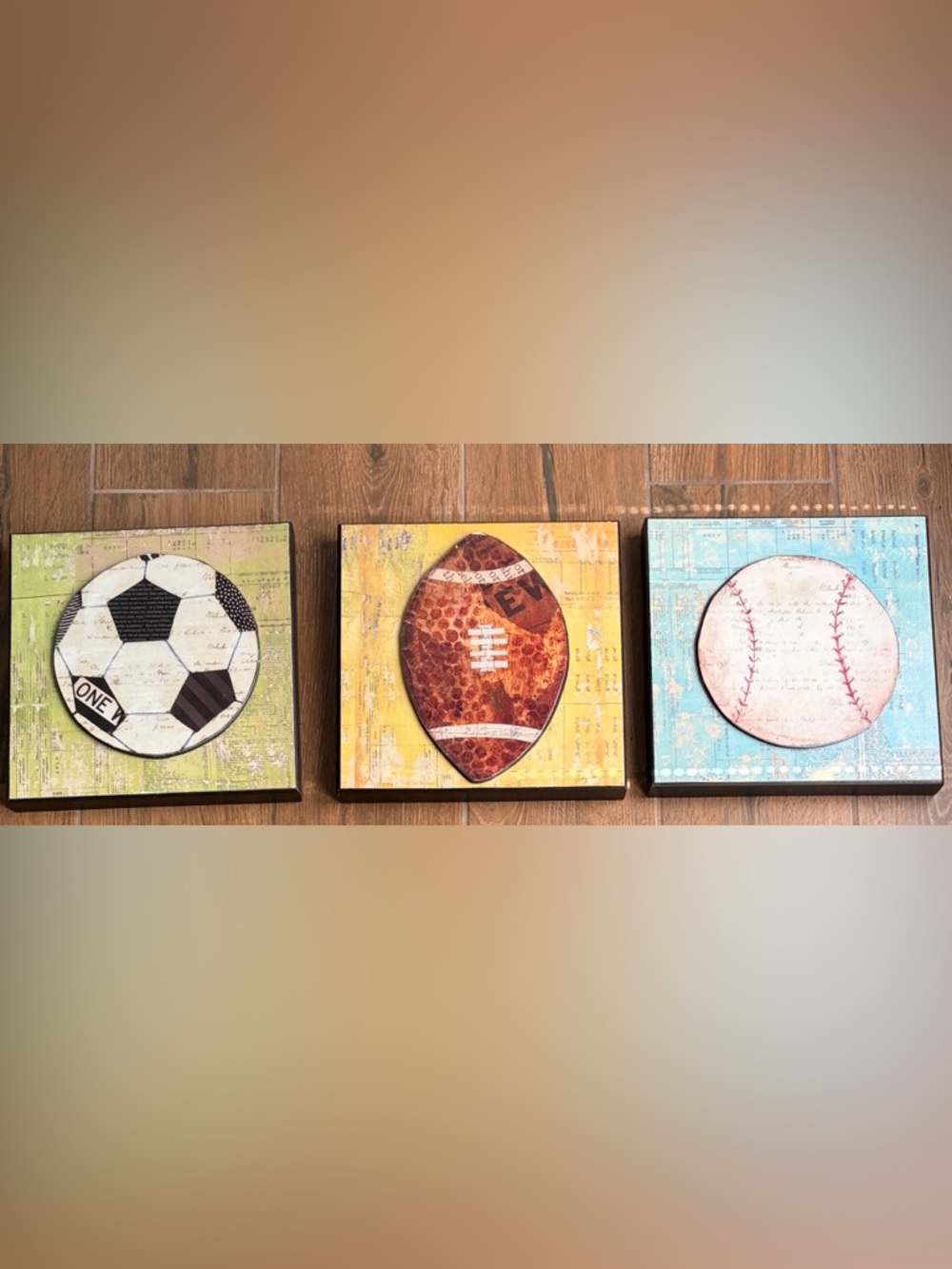 Set of 4 Sports Wall Art - Soccer, Football, Baseball